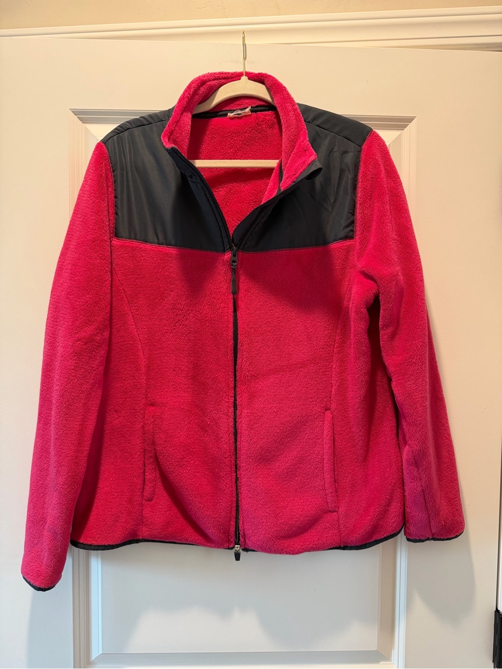 Danskin Hot Pink Fleece Jacket with Black Yoke